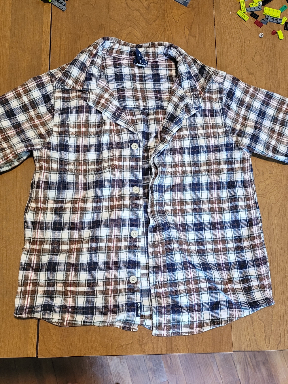 Kids Plaid Button-Up Shirt in Brown & Blue